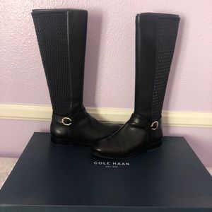 Tall Cole Haan black leather boots